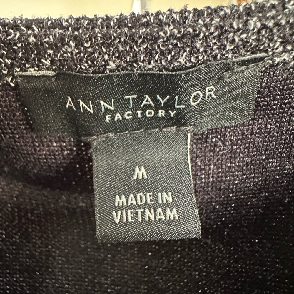 Ann Taylor Factory Black and Charcoal Gray Belted Dress Size M - Picture 10 of 10